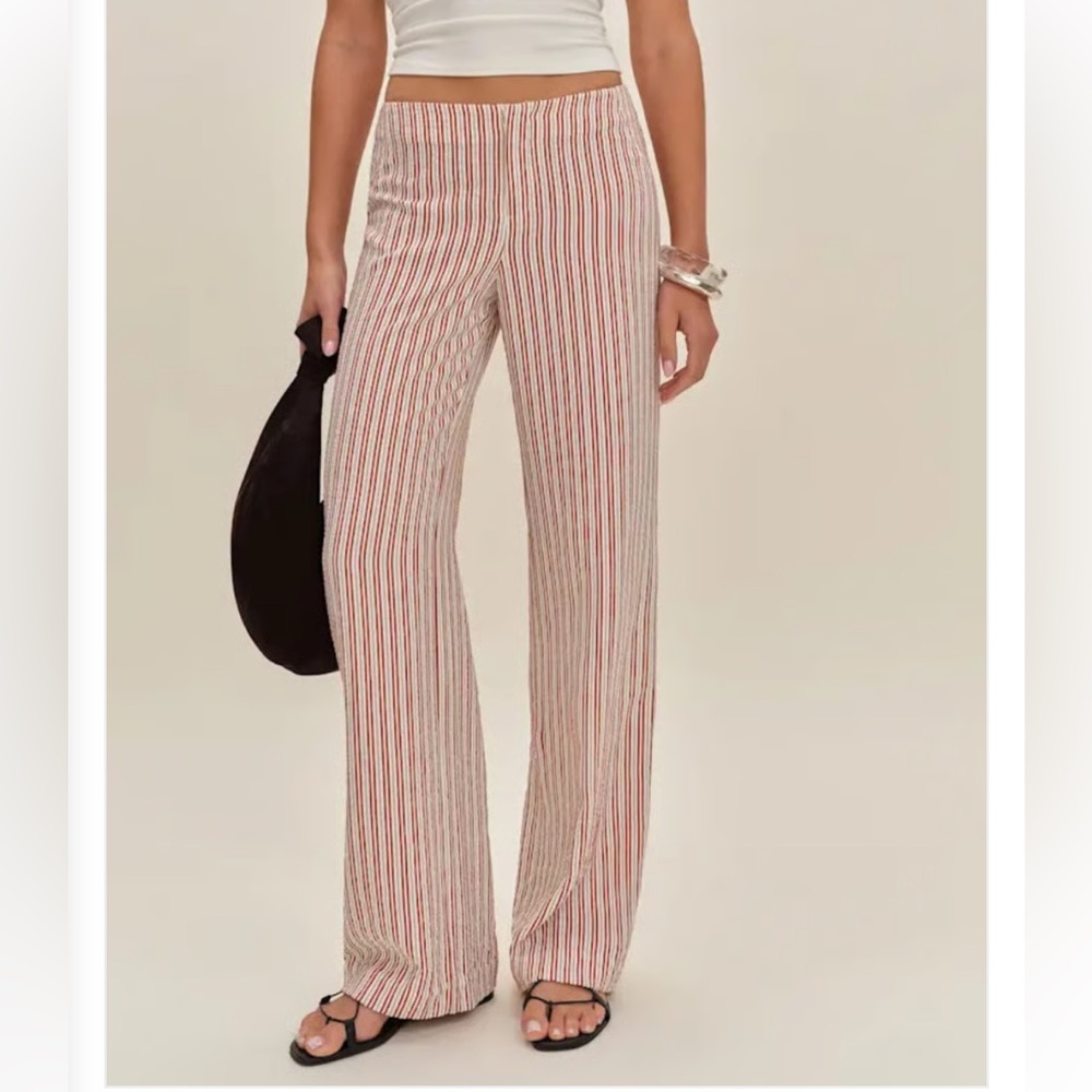 Reformation Vida Low Rise Pants in Red Stripe